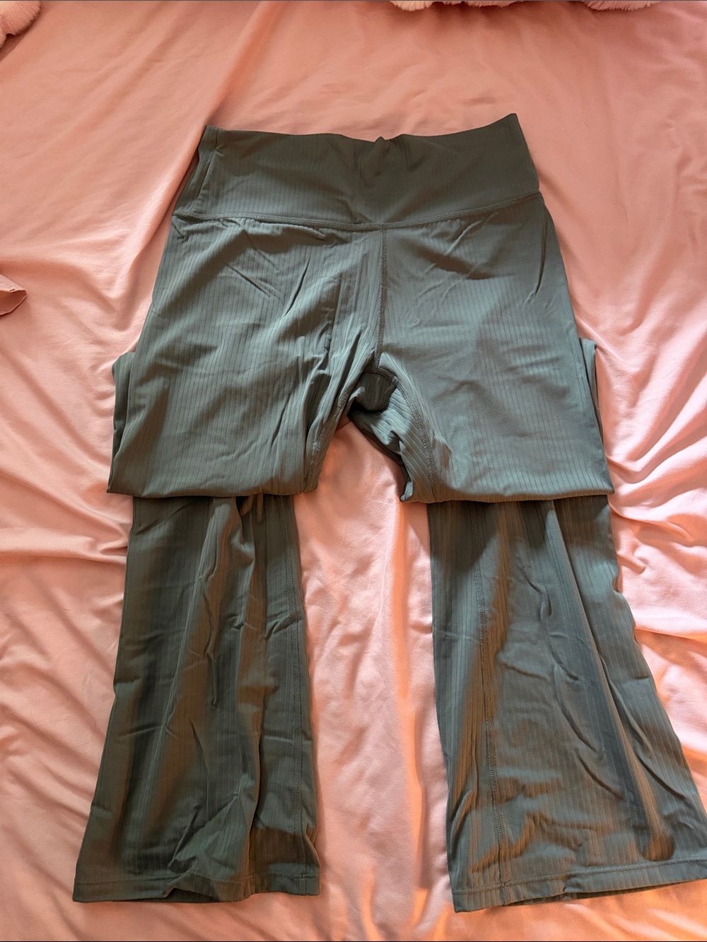 Prana Olive Green Ribbed Flare Leggings